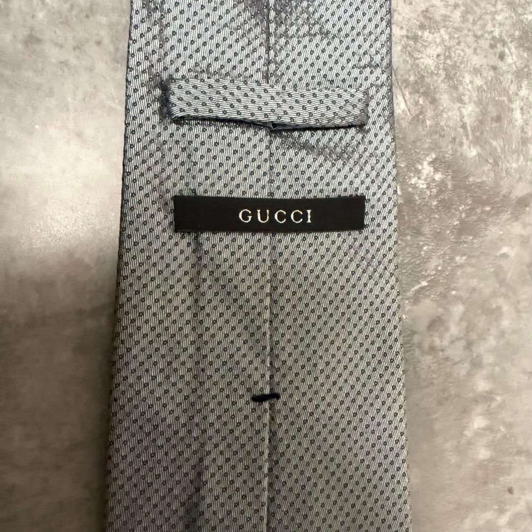GUCCI グッチ ネクタイ ドット柄 シルク ハイブランド シルバー 結婚式