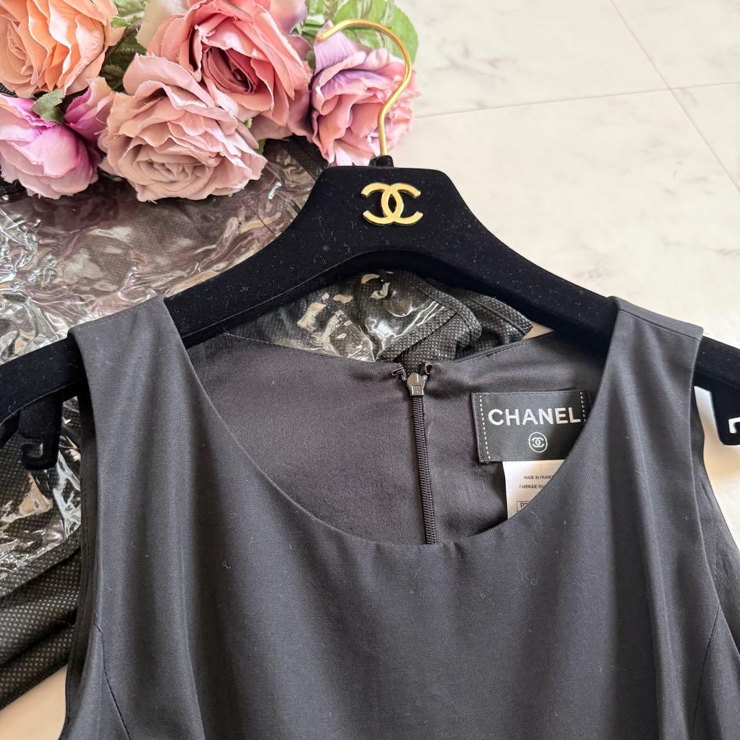 美品★CHANEL シャネル プリーツワンピース ブラック ココマーク 36