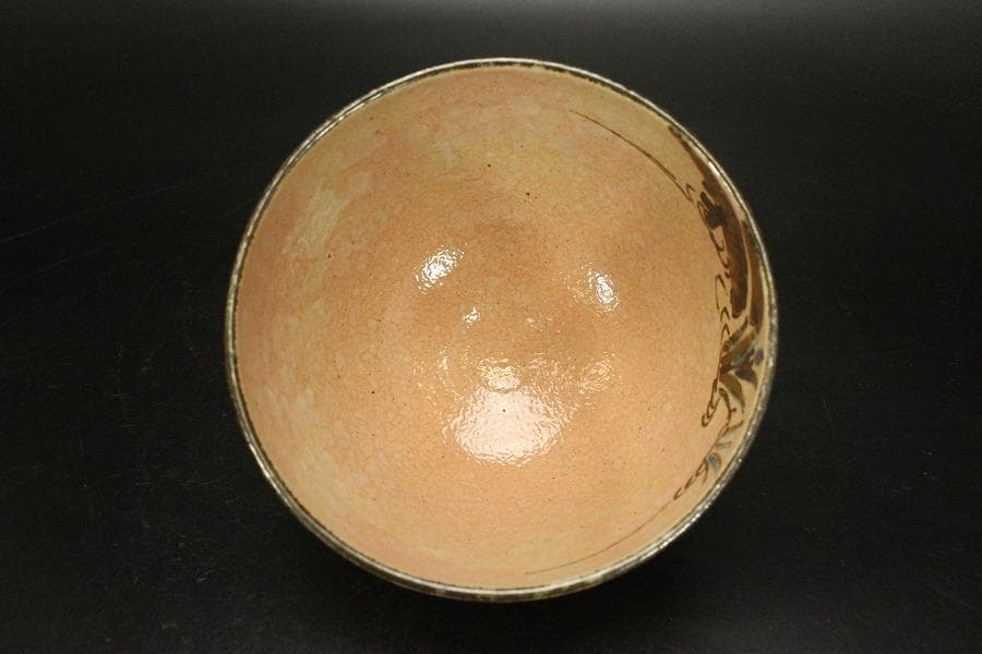 茶道具 京焼 乾山風 八橋絵 茶碗 平安 能休 共箱(メ1563)
