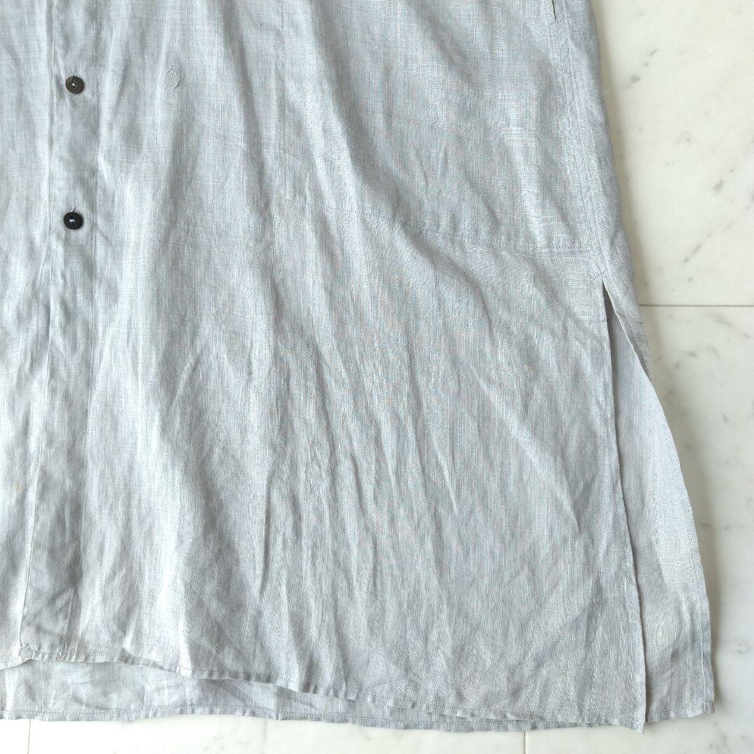 067 ヨーガンレール 刺繍 リネン 麻100% ロング シャツ ワンピース