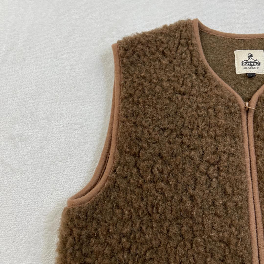 COLD BREAKER　VEST POCKET　ボアジップアップベスト　茶色