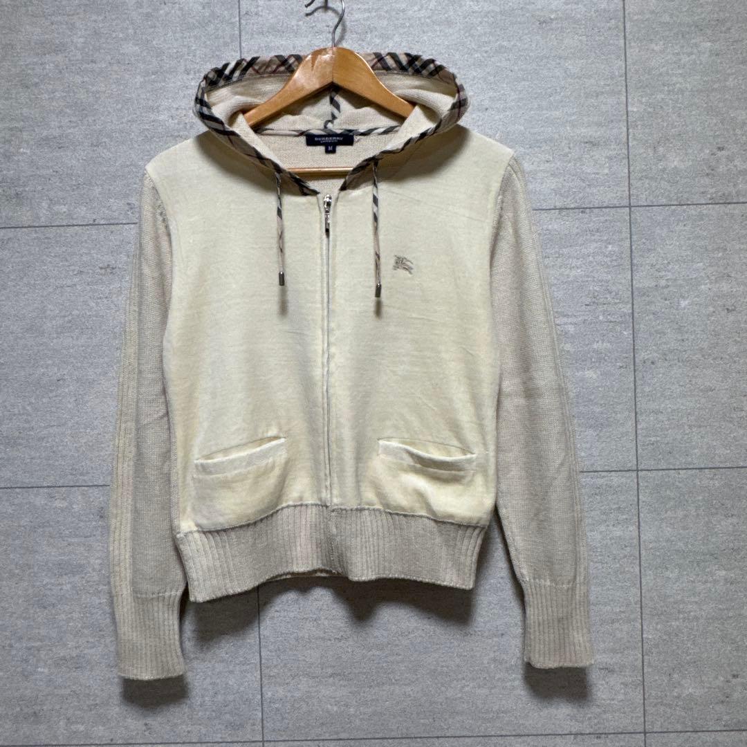 Burberry London ベロア ニット フルジップ パーカー セーター