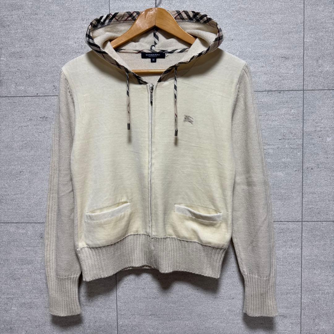 Burberry London ベロア ニット フルジップ パーカー セーター