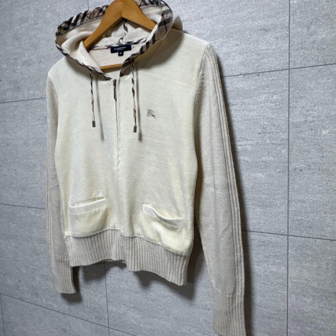 Burberry London ベロア ニット フルジップ パーカー セーター