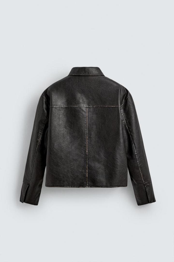 ZARA ウォッシュド フェイクレザー ジャケット