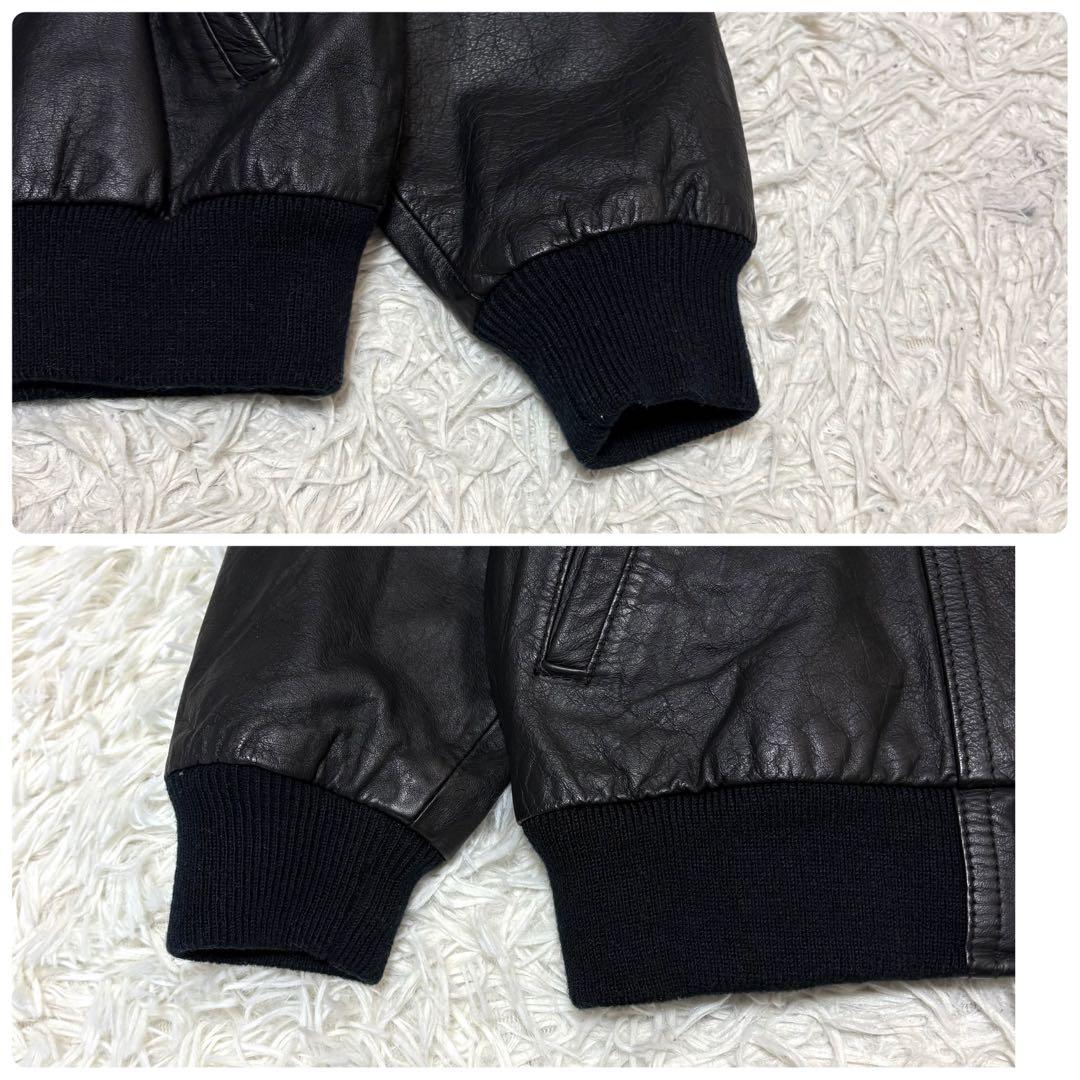 【美品】80〜90s real leather jacket 牛革 短丈 A-2