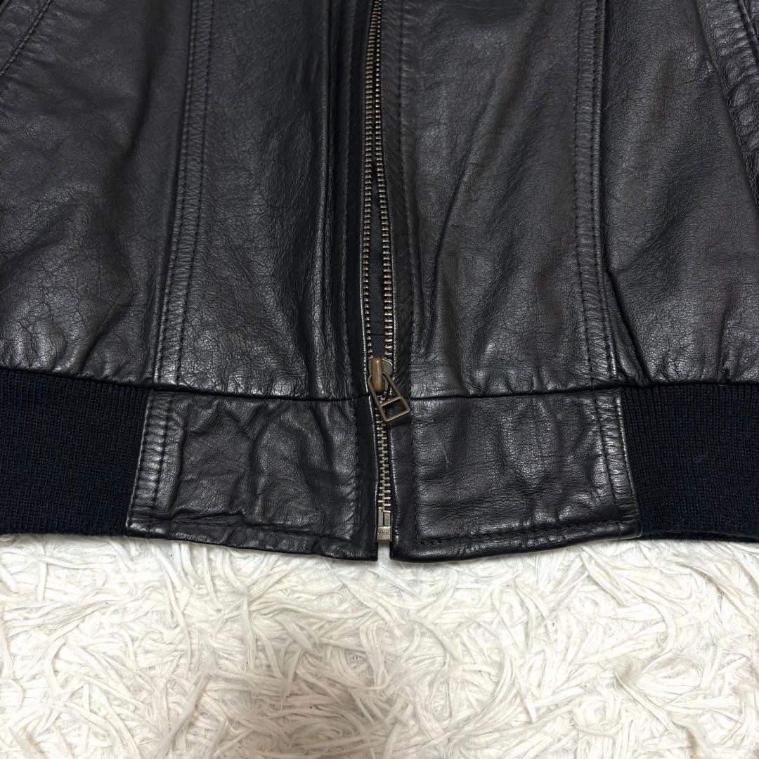 【美品】80〜90s real leather jacket 牛革 短丈 A-2