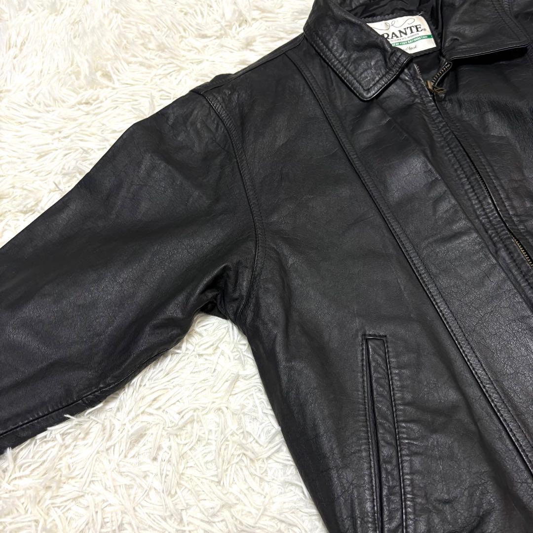 【美品】80〜90s real leather jacket 牛革 短丈 A-2