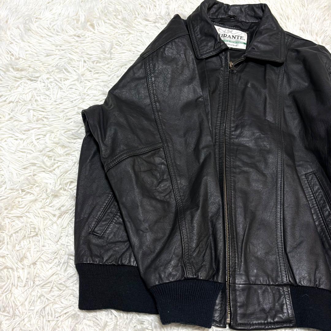 【美品】80〜90s real leather jacket 牛革 短丈 A-2