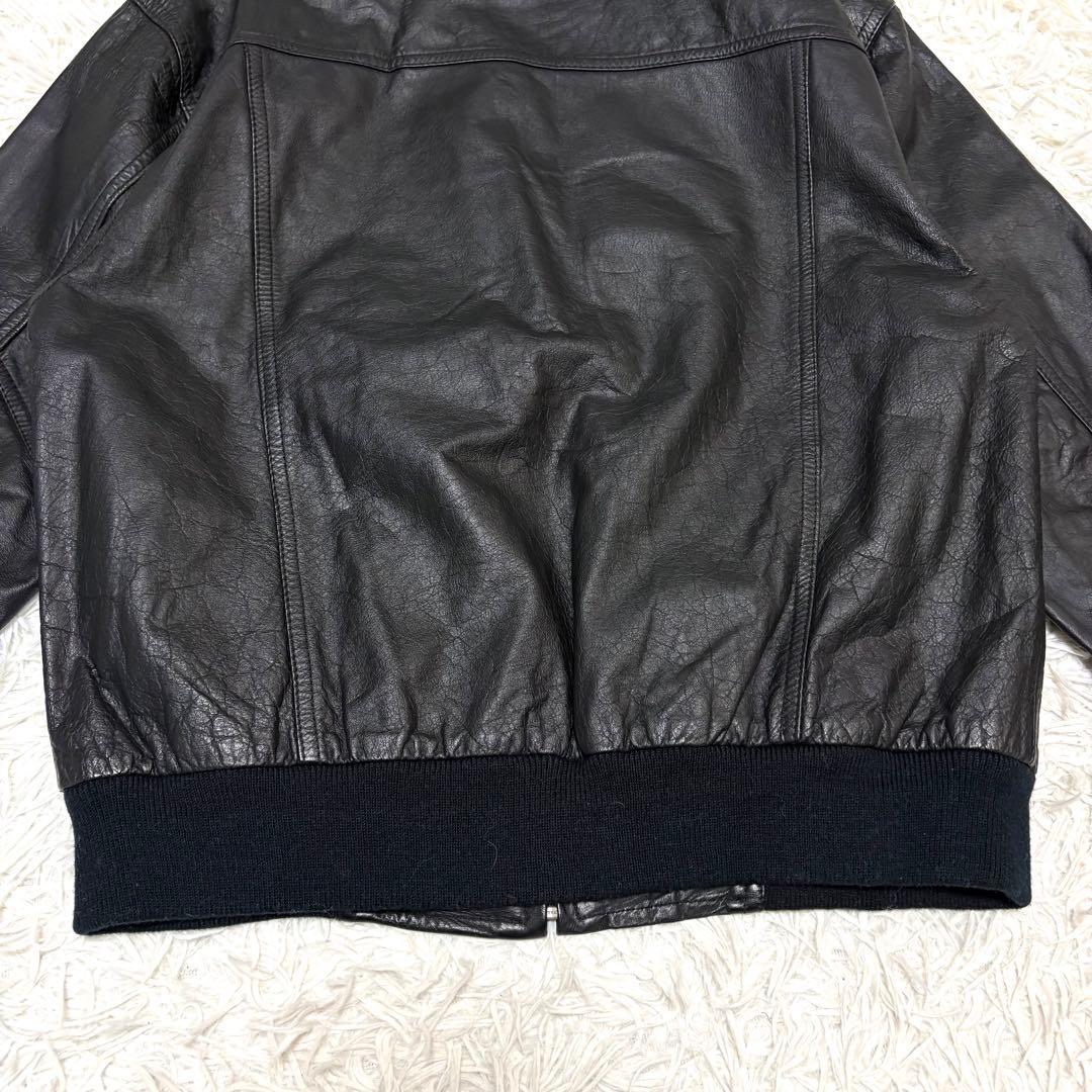 【美品】80〜90s real leather jacket 牛革 短丈 A-2