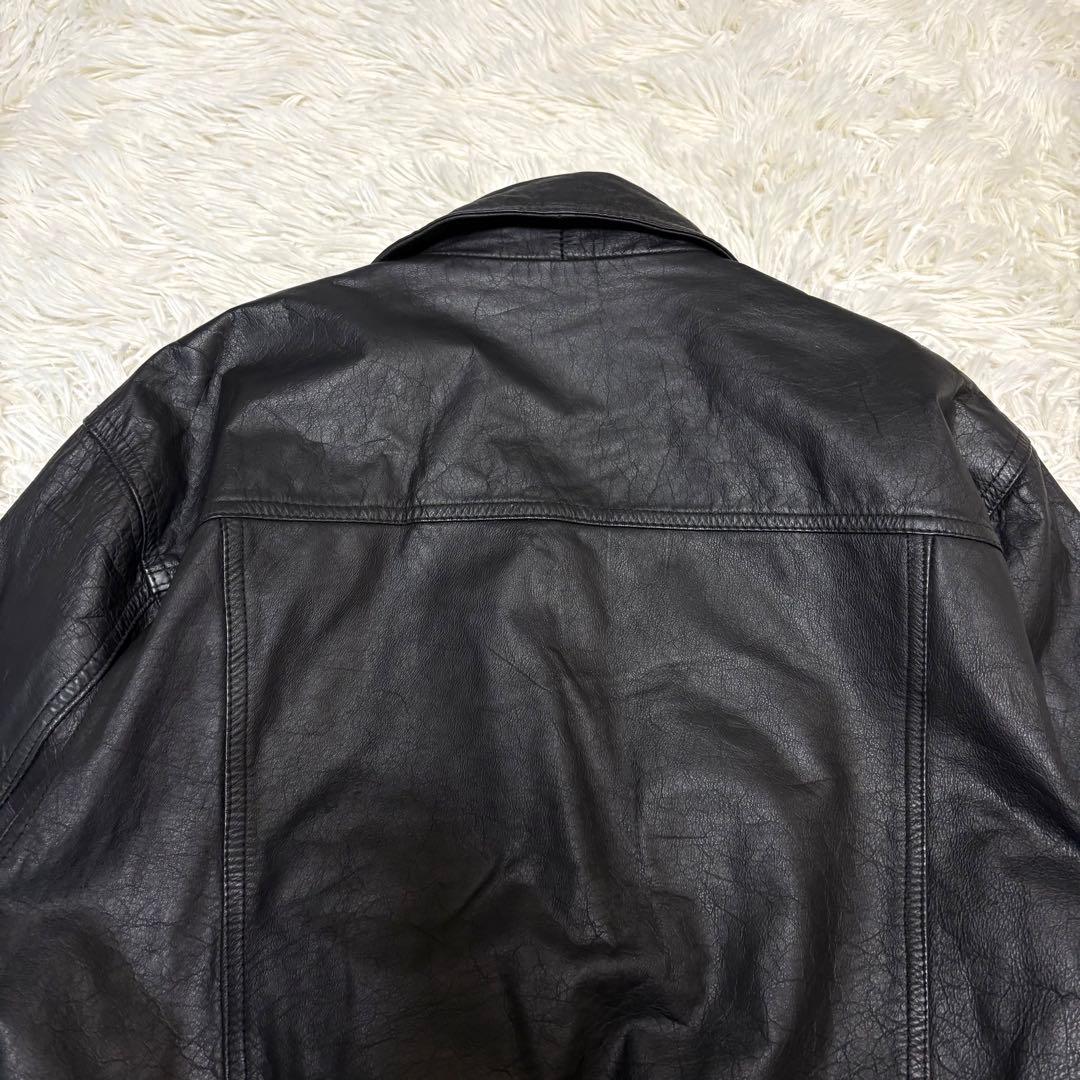 【美品】80〜90s real leather jacket 牛革 短丈 A-2