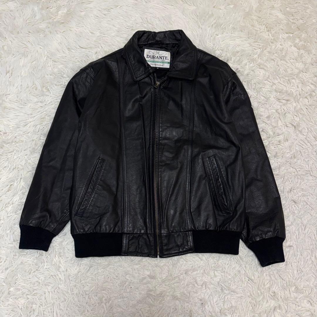 【美品】80〜90s real leather jacket 牛革 短丈 A-2
