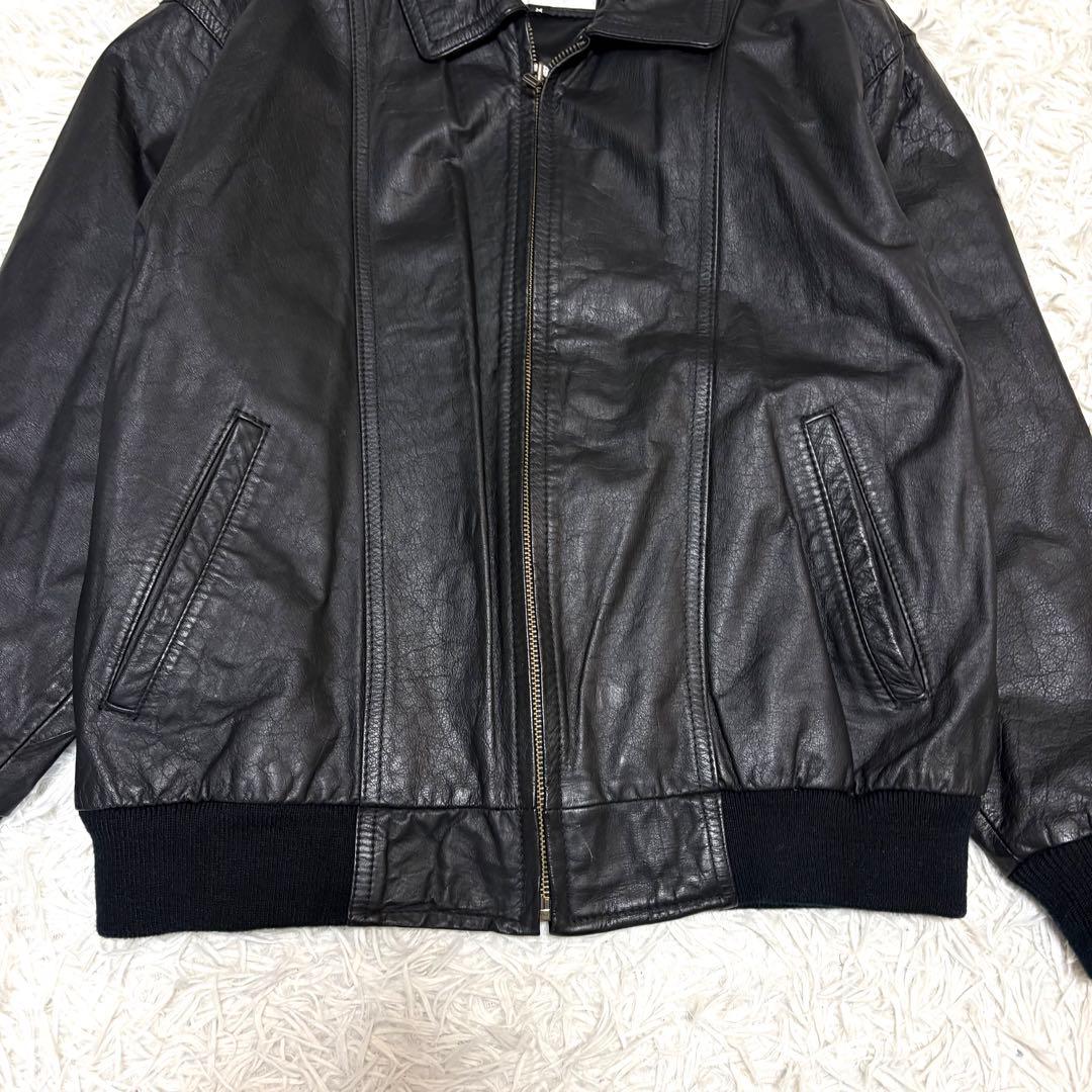 【美品】80〜90s real leather jacket 牛革 短丈 A-2
