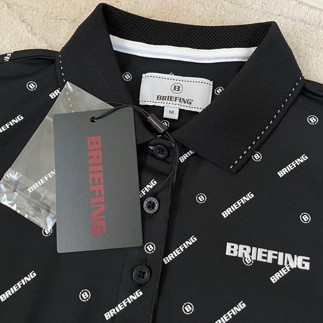 新品★23,100円 黒M BRIEFINGゴルフ ポロシャツ ロゴ総柄