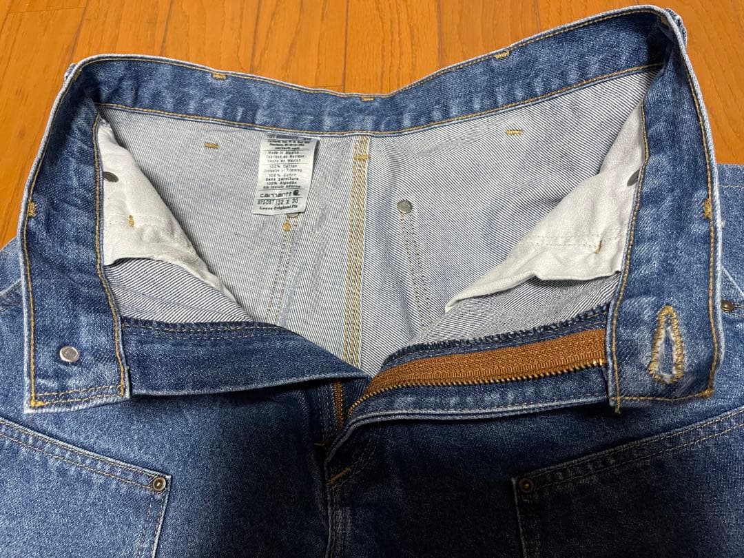 ★美品★Carhartt ダブルニーペインターパンツ【W32】デニム 革パッチ