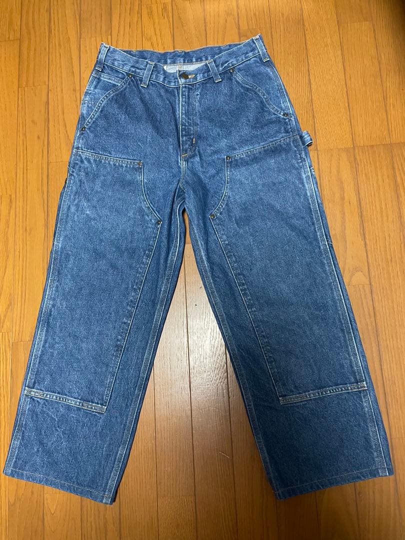 ★美品★Carhartt ダブルニーペインターパンツ【W32】デニム 革パッチ
