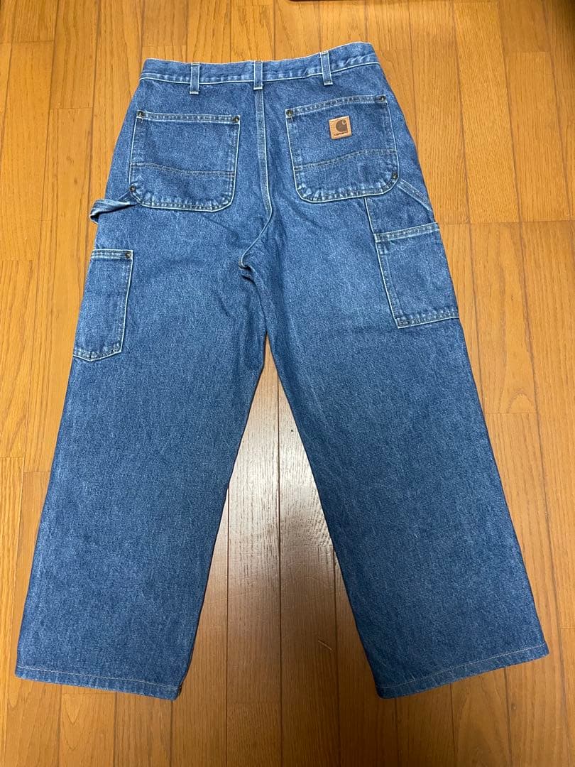★美品★Carhartt ダブルニーペインターパンツ【W32】デニム 革パッチ