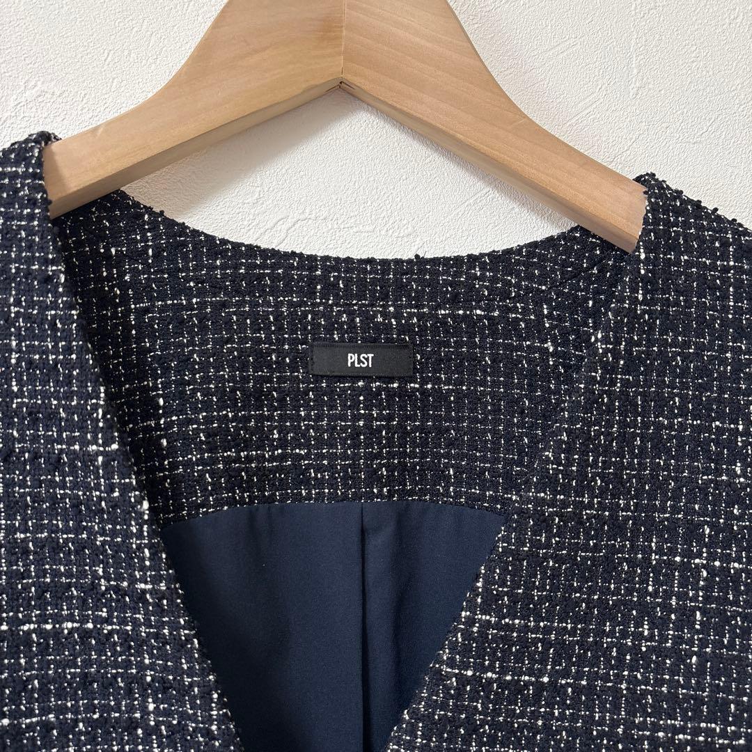 プラステ　【新品】　ツイードペプラムジレ　S