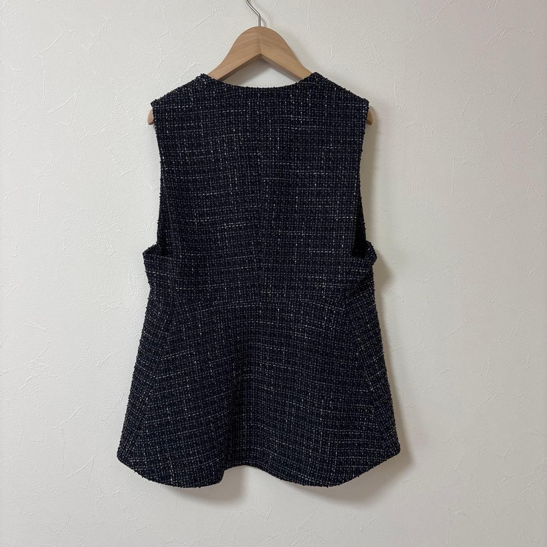 プラステ　【新品】　ツイードペプラムジレ　S