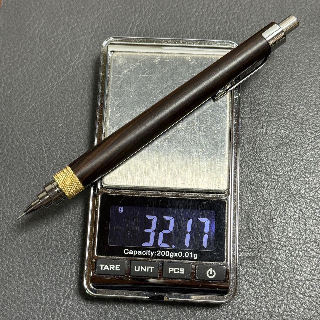 95黒檀木製シャーペン　最強低重心　ローレット　真鍮　溝付き