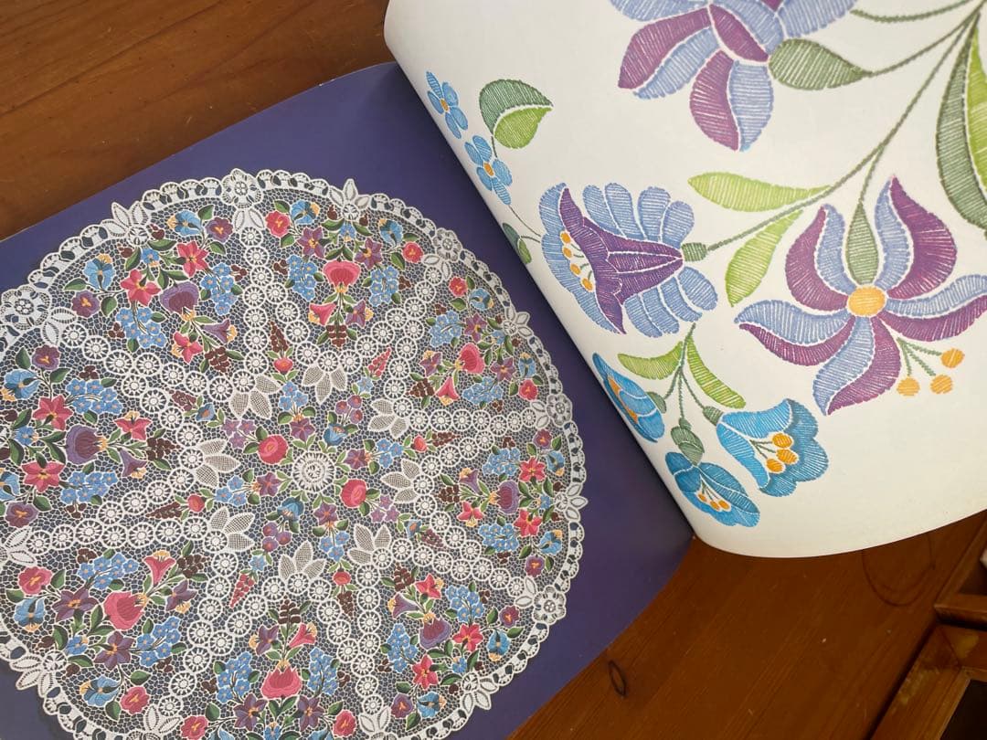 カロチャ刺繍　Kalocsai viragok 図案　ハンガリー洋書　レース