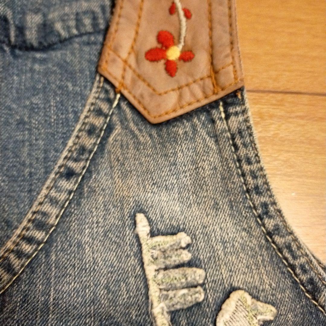 DSQUARED2デニム/レザー ダメージ加工ベスト　44 Sサイズ