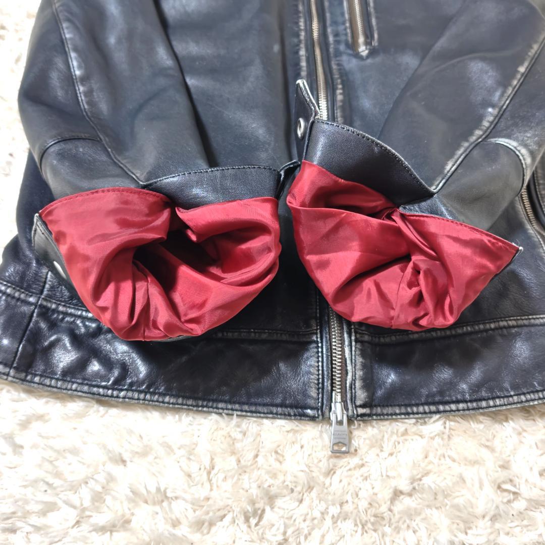 希少✨オールセインツ ライダースジャケット ユーズド加工 ブラック ラムレザー