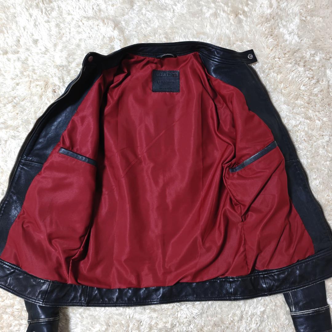 希少✨オールセインツ ライダースジャケット ユーズド加工 ブラック ラムレザー