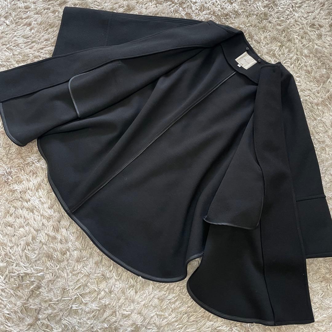 MOUSSY マウジー　ケープ風　ノーカラー　ポンチョ　ジャケット 黒　フリー