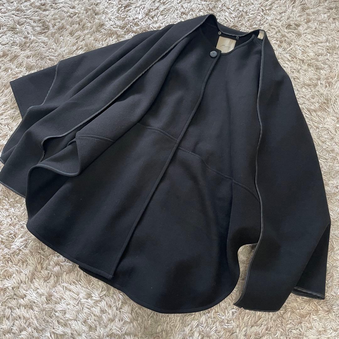 MOUSSY マウジー　ケープ風　ノーカラー　ポンチョ　ジャケット 黒　フリー