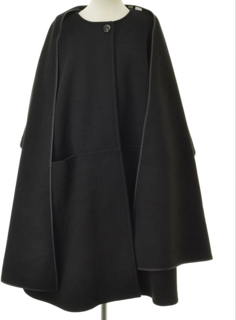 MOUSSY マウジー　ケープ風　ノーカラー　ポンチョ　ジャケット 黒　フリー