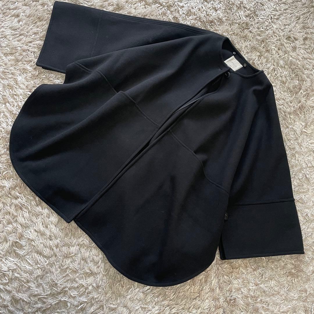 MOUSSY マウジー　ケープ風　ノーカラー　ポンチョ　ジャケット 黒　フリー