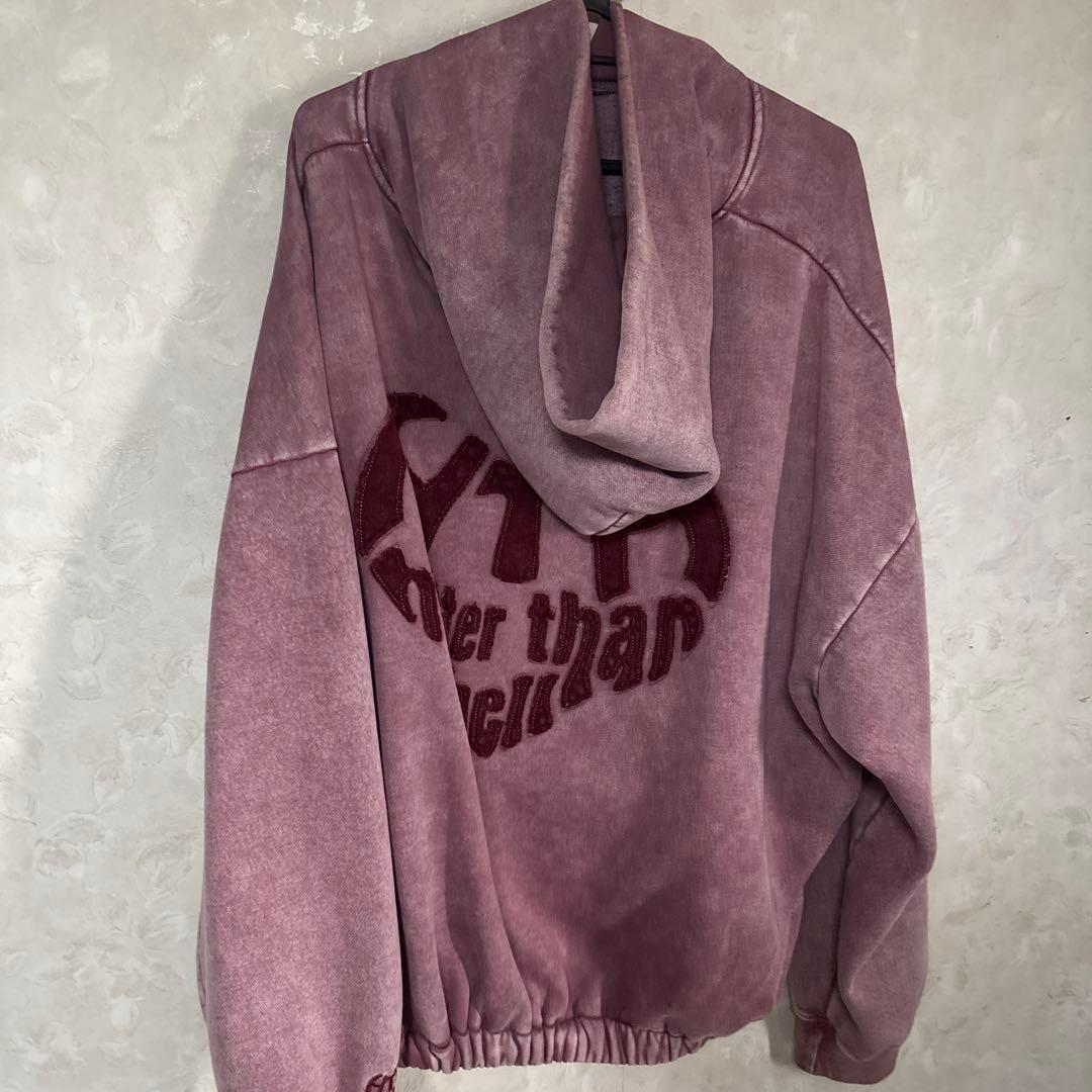 HTH vintage like heart logo hoodie ピンク