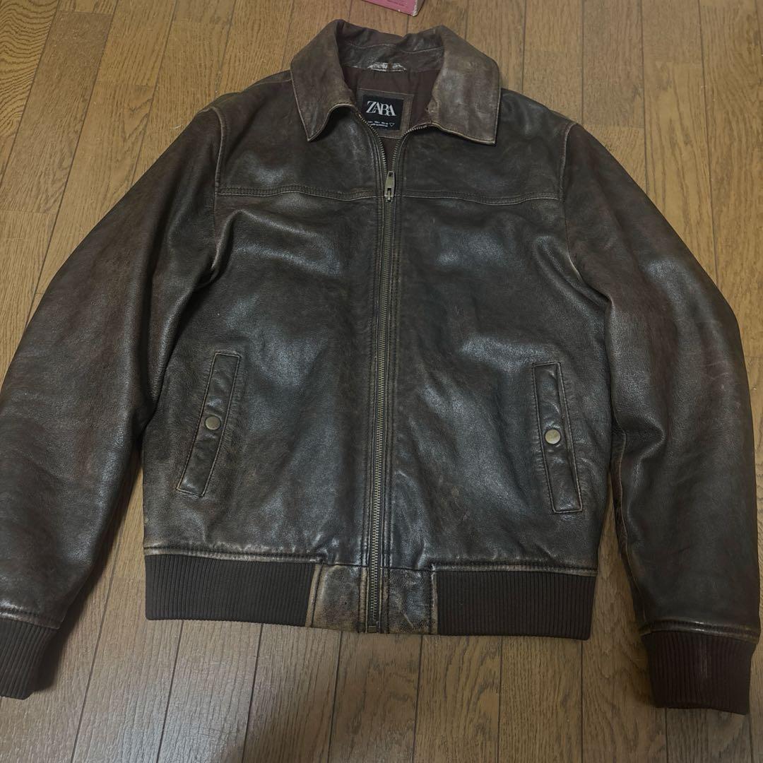 ZARA ブラウンレザージャケット　L
