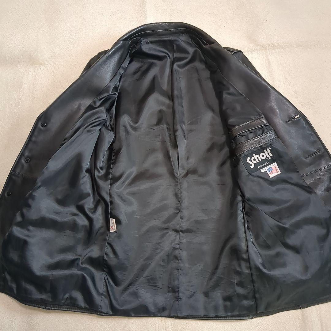 美品 SCHOTT 牛革 カーコート ブラック 38サイズ レザージャケット