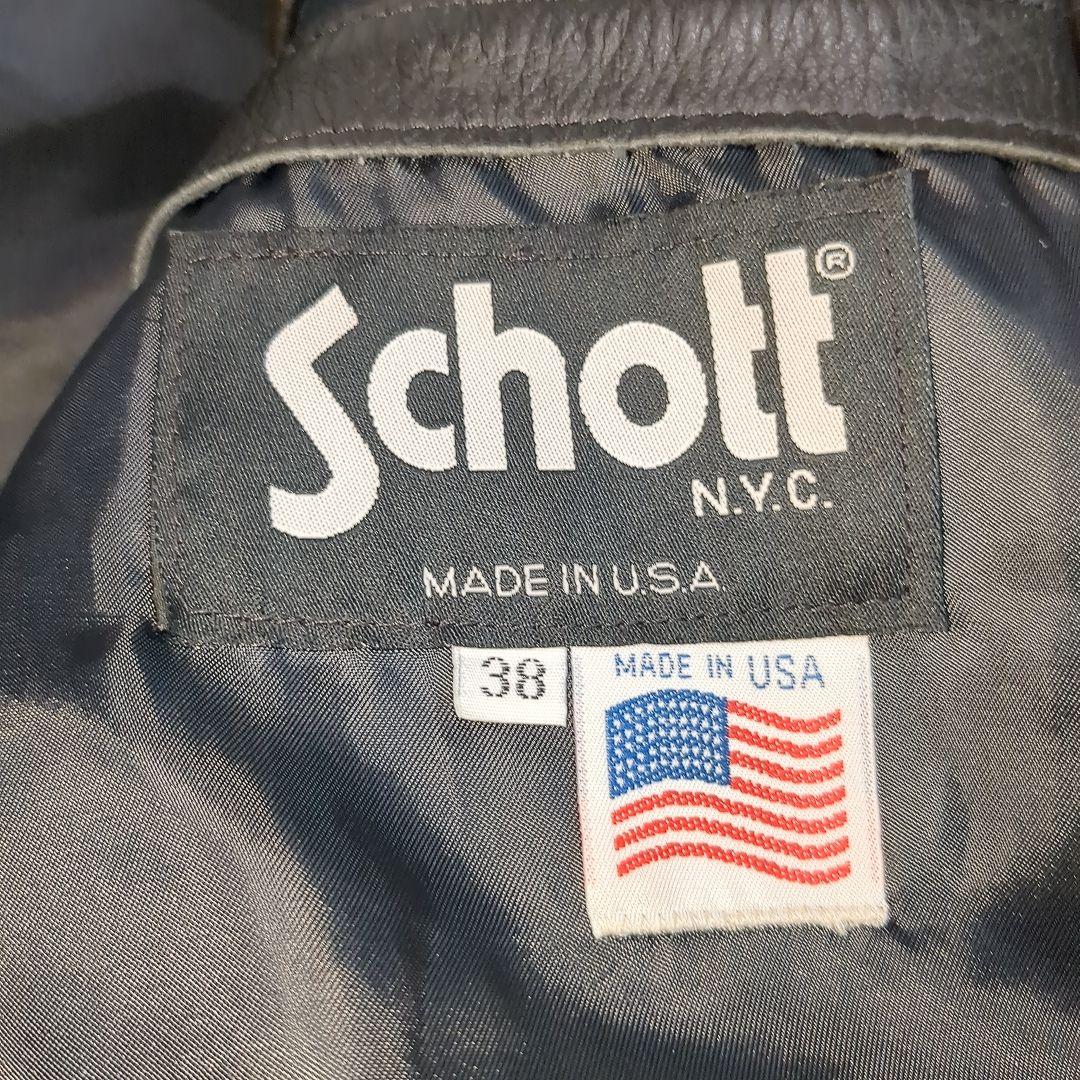 美品 SCHOTT 牛革 カーコート ブラック 38サイズ レザージャケット