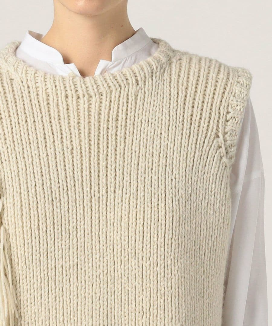 トップス MAYDI HAND KNITTED PULL VEST WITH FRING