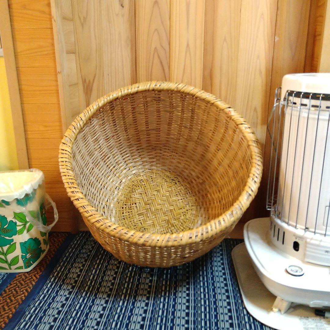 【昭和レトロ】古民具 特大 竹籠 直径54.5cm, 高さ38cm
