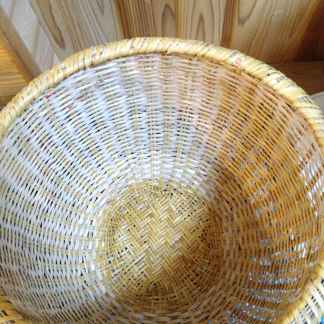 【昭和レトロ】古民具 特大 竹籠 直径54.5cm, 高さ38cm