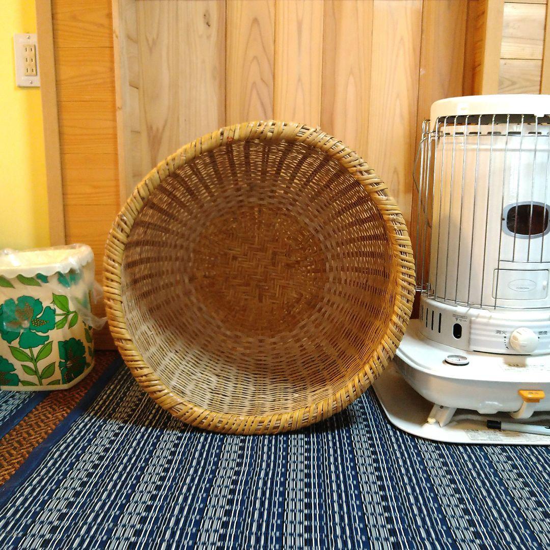 【昭和レトロ】古民具 特大 竹籠 直径54.5cm, 高さ38cm