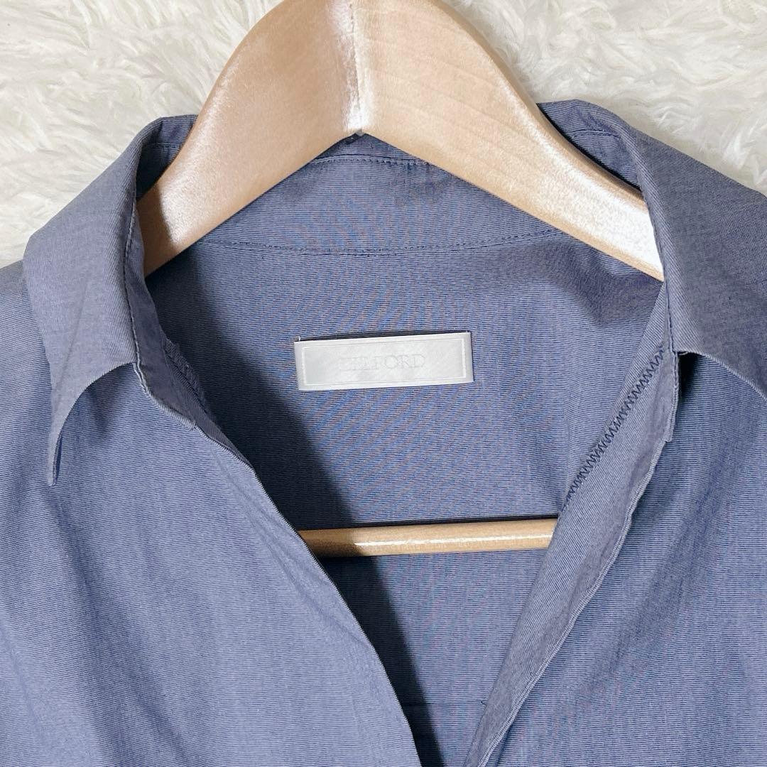 美品✨セルフォード　スキッパー　ロング　シャツワンピース ブルー