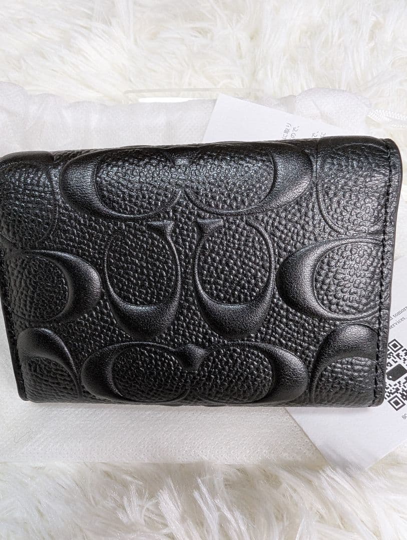 美品　COACH コーチ　キーケース5連　エンボス加工　メンズ　クロ　シグネチャ