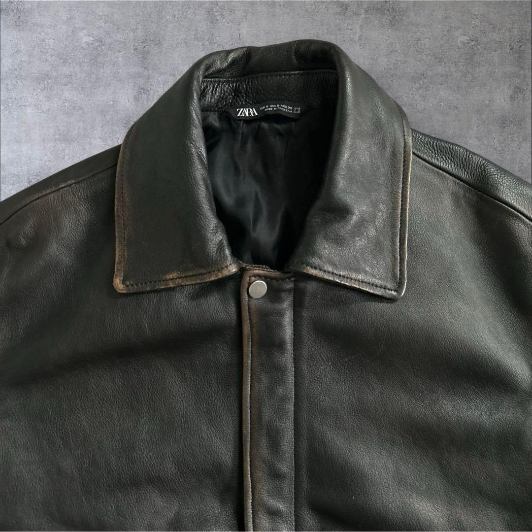 美品　ZARA ヴィンテージ加工　レザージャケット　本革　牛革　Sサイズ