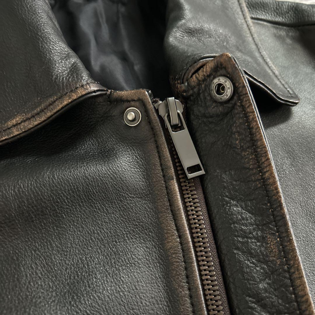 美品　ZARA ヴィンテージ加工　レザージャケット　本革　牛革　Sサイズ