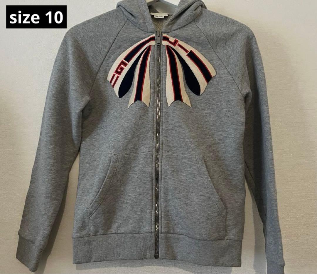 GUCCI リボンデザイン グレー パーカー 10