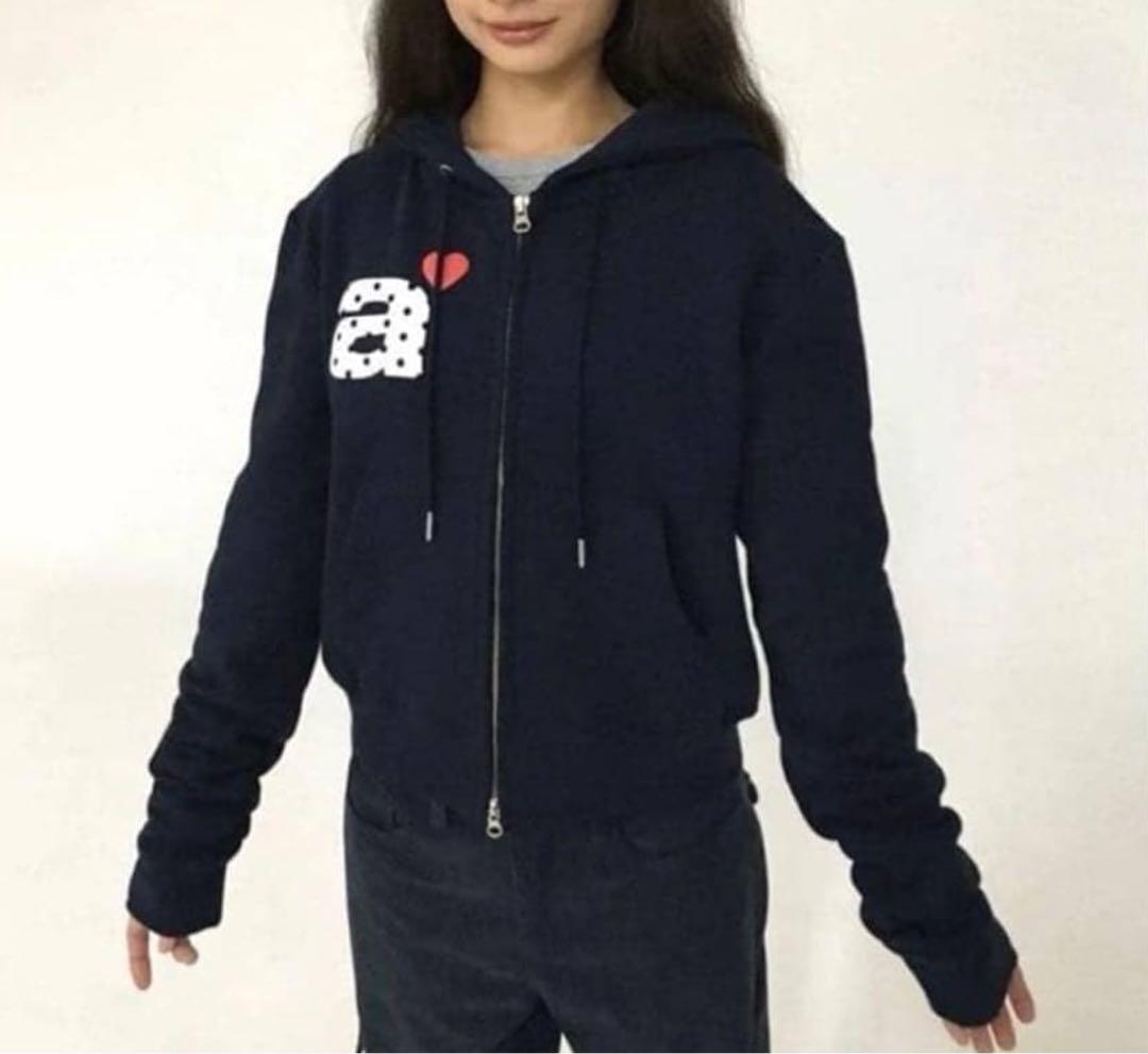 aeaeクロップドパーカー ネイビー レディース Mサイズ