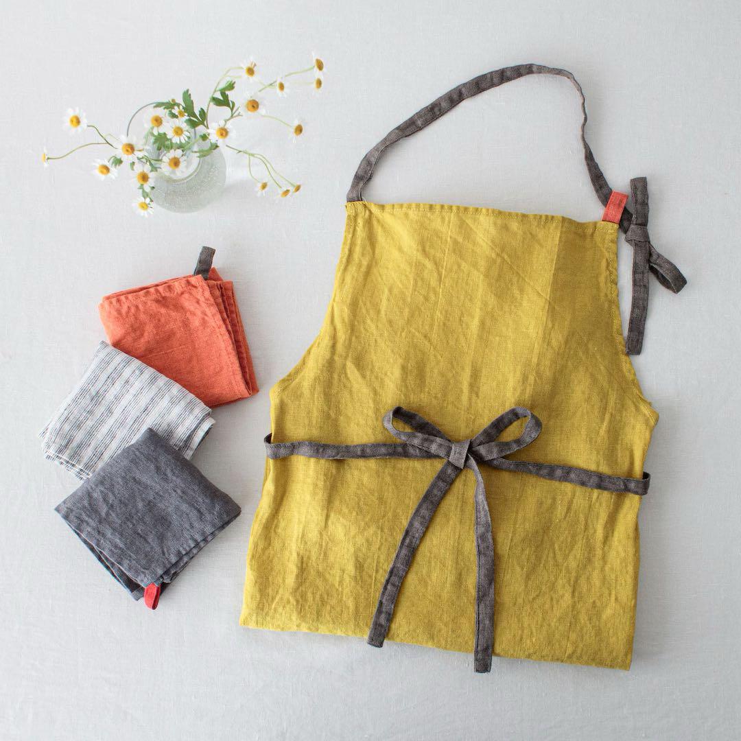 【新品】リーノエリーナ マノン エプロン Lino e Lina ミモザ 人気色