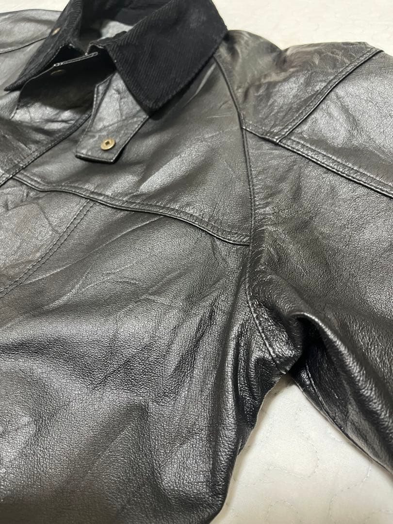 yoused レザー ドライバーズジャケット 黒