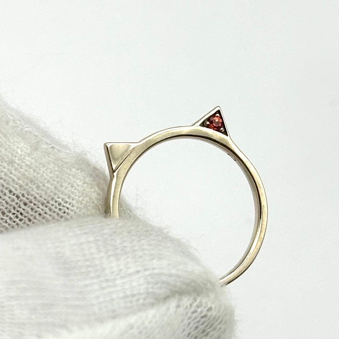 【良品】K10 ピンキーリング 猫耳 ダイヤモンド0.01ct キャット 指輪
