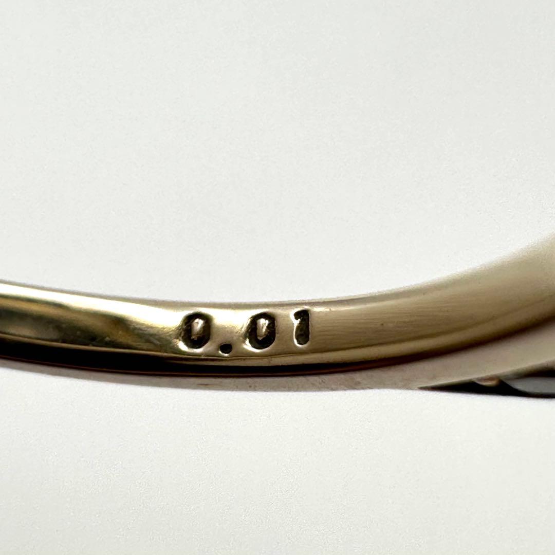 【良品】K10 ピンキーリング 猫耳 ダイヤモンド0.01ct キャット 指輪